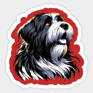 Stunning and Cool Briard Monochrome and Gold Portrait for Father's Day Sticker